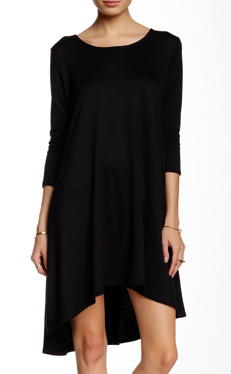 French Terry 3/4 Sleeve Dress with Back Zipper