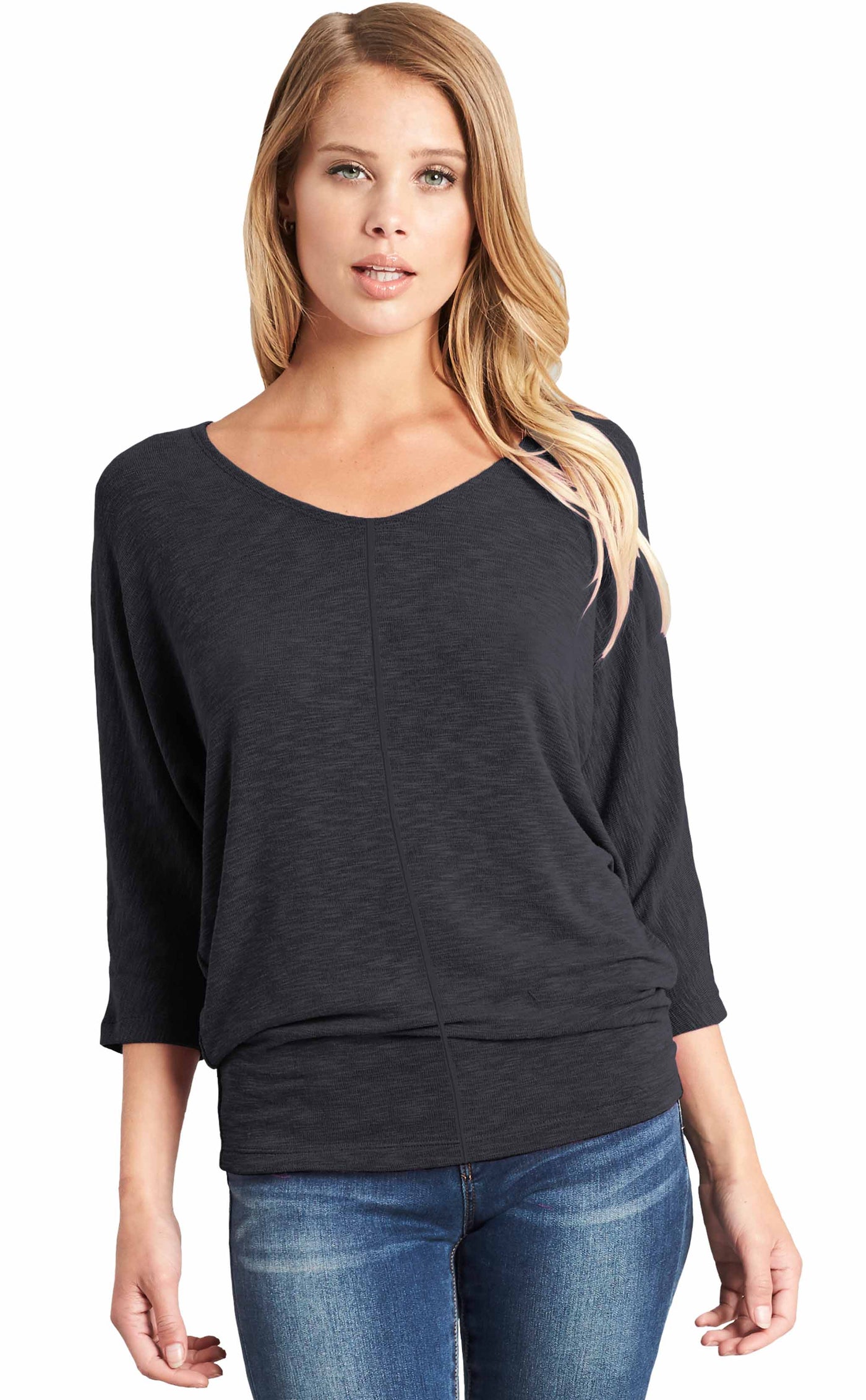 3/4 Sleeve Dolman With Front & Back Seam Detail