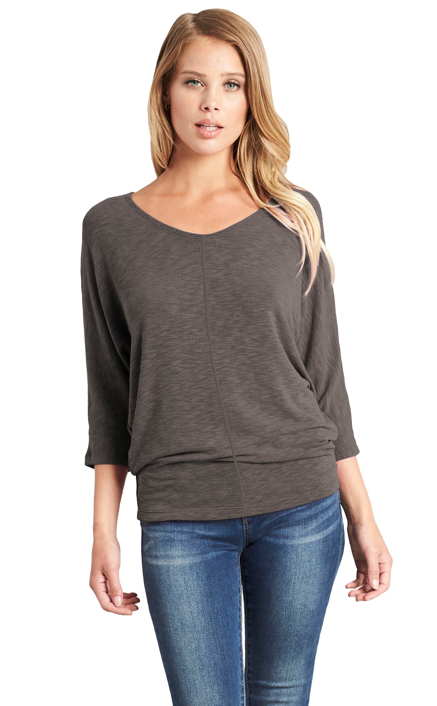 3/4 Sleeve Dolman With Front & Back Seam Detail