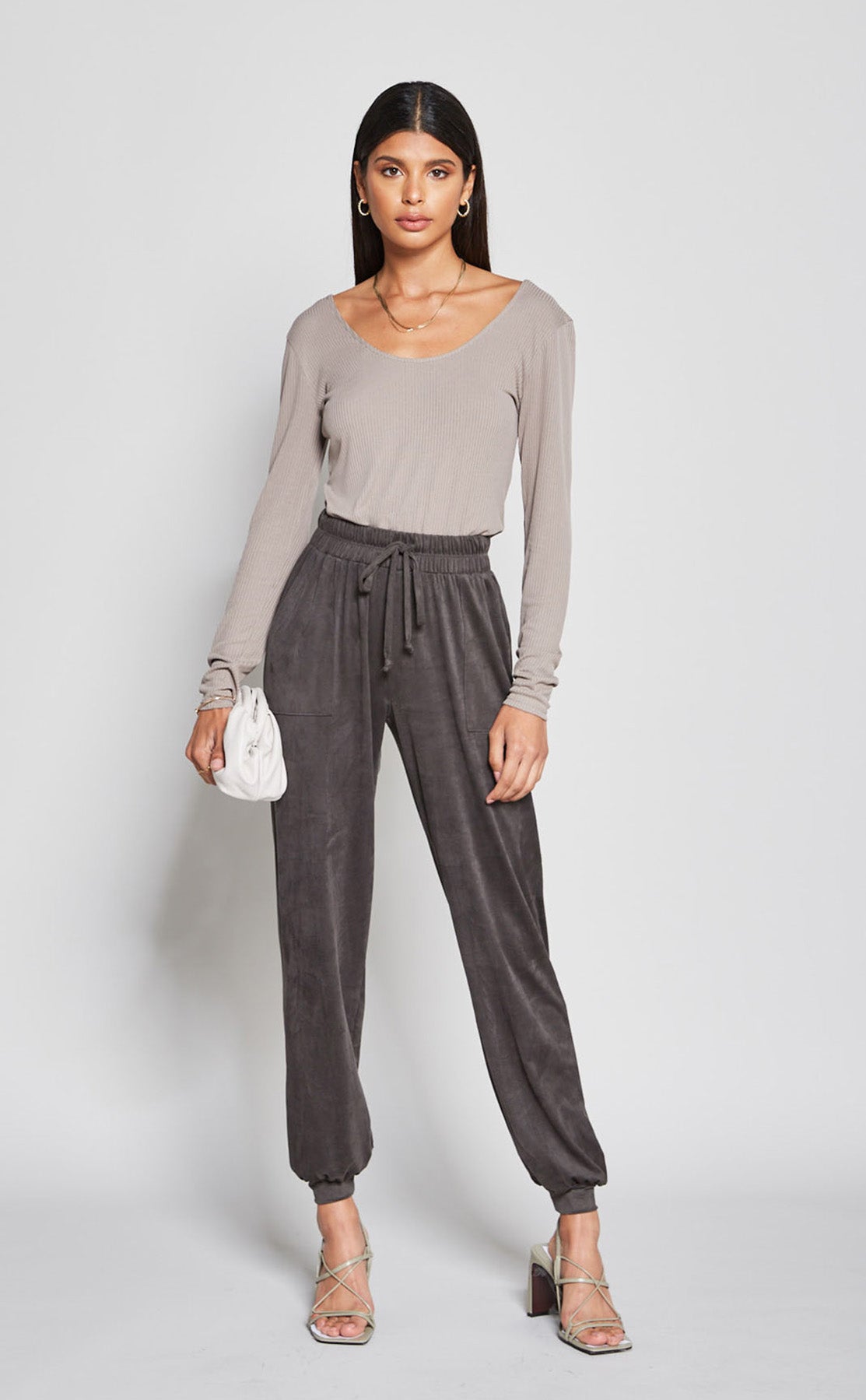 Suede Draw String Track Pant