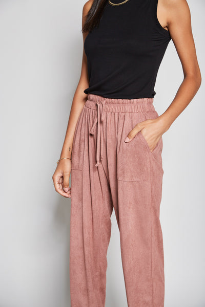 Suede Draw String Track Pant