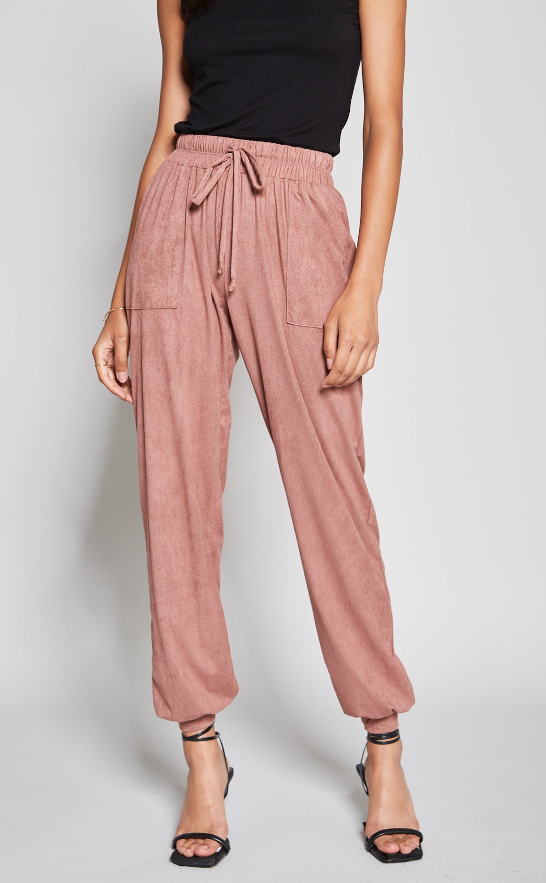 Suede Draw String Track Pant