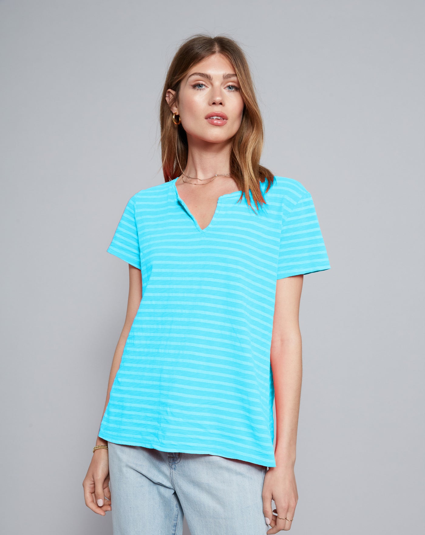 Split Neck Mariner Stripe