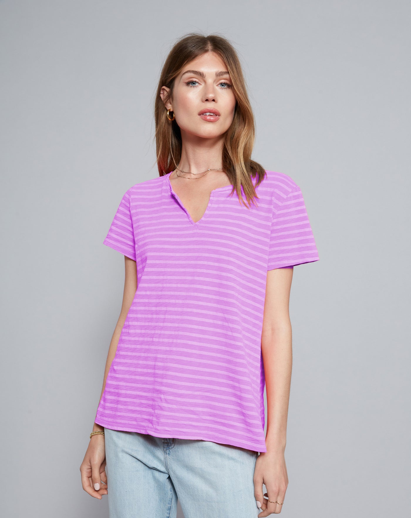 Split Neck Mariner Stripe