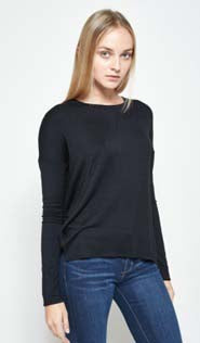 Crew Neck Long Sleeve Pleated Back Pullover