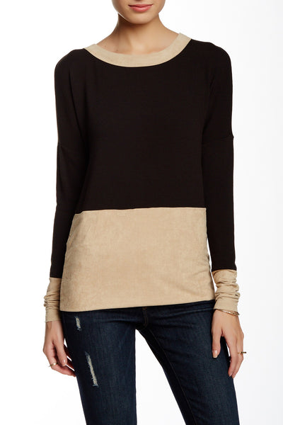 Scoop Neck Long Sleeve with Suede