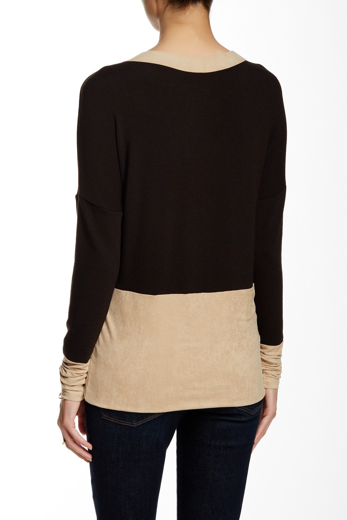 Scoop Neck Long Sleeve with Suede