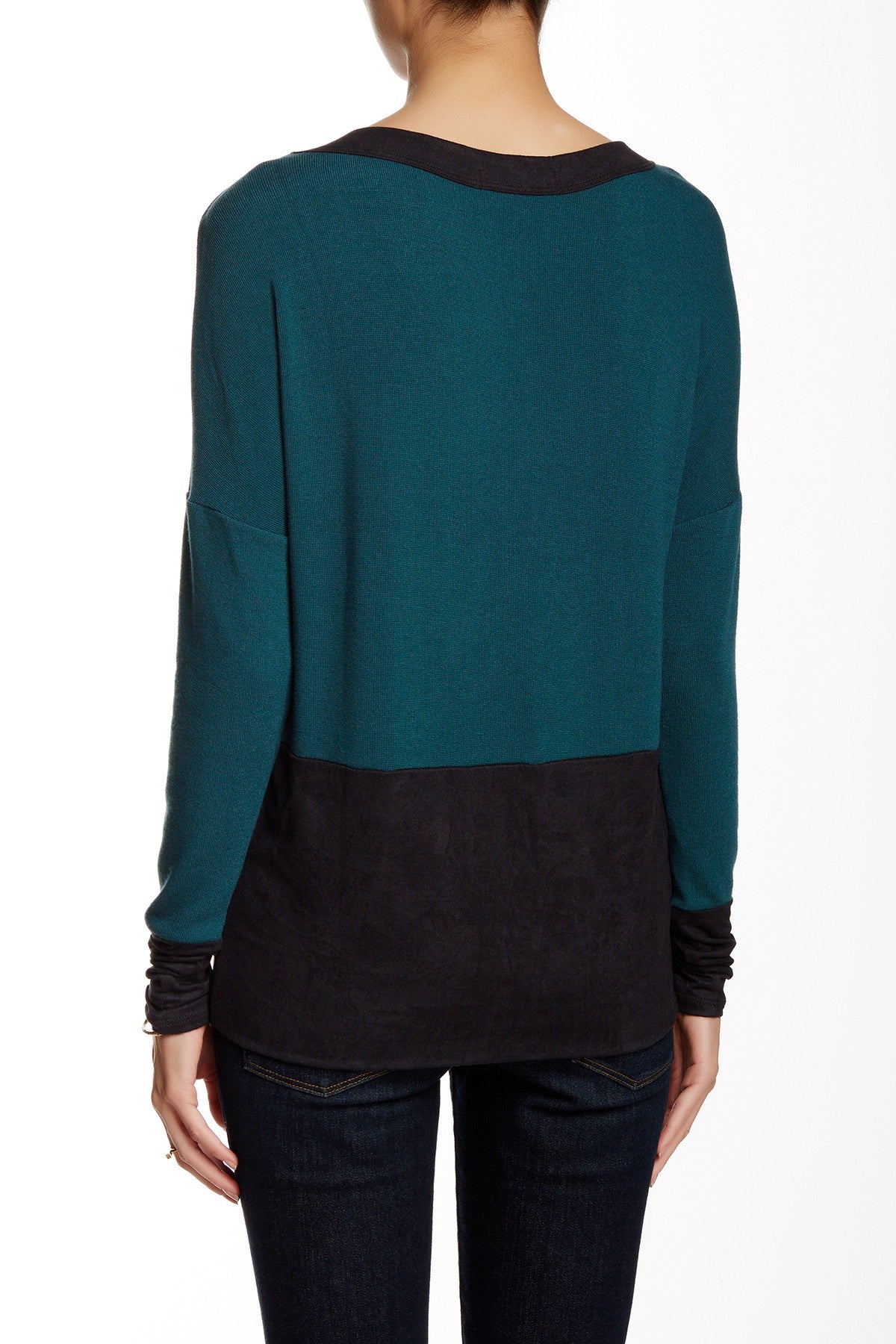 Scoop Neck Long Sleeve with Suede