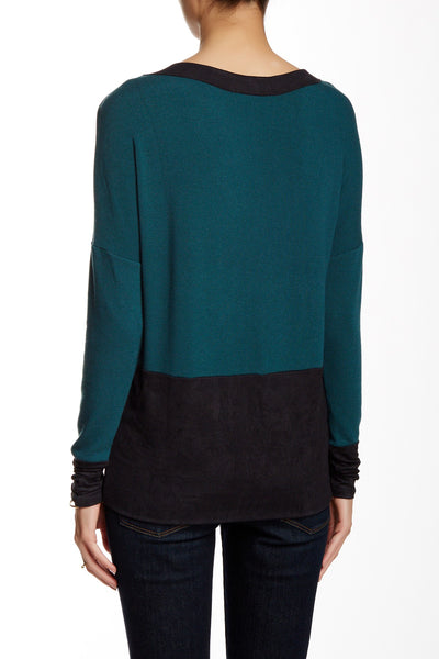 Scoop Neck Long Sleeve with Suede