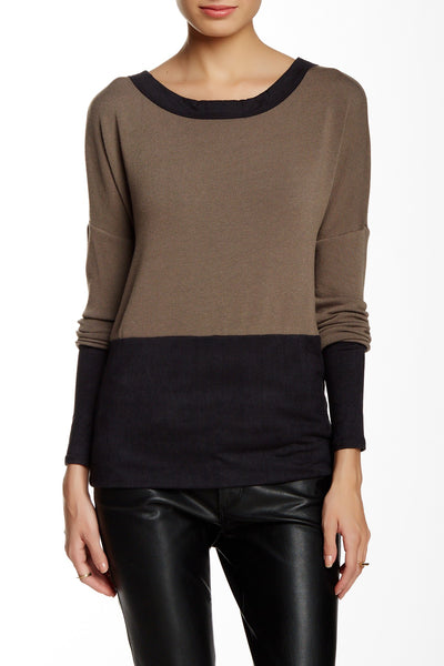 Scoop Neck Long Sleeve with Suede