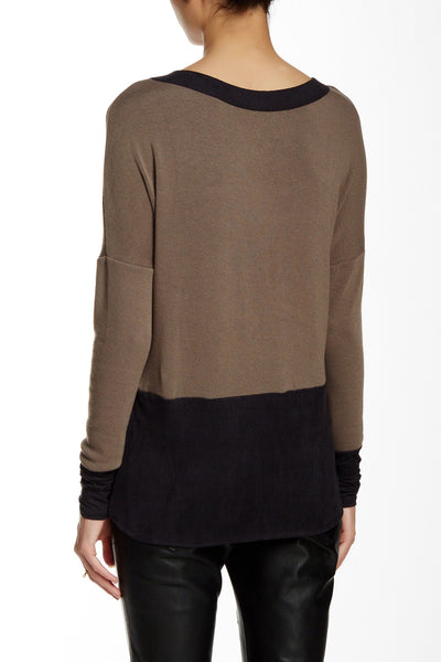 Scoop Neck Long Sleeve with Suede