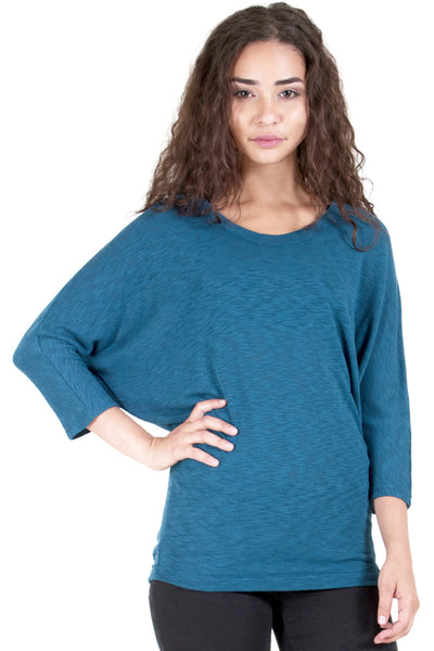 3/4 Sleeve Dolman with Detailed Neck Band