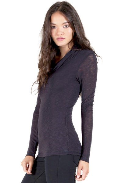 Cowl Neck Double Layered Long Sleeve