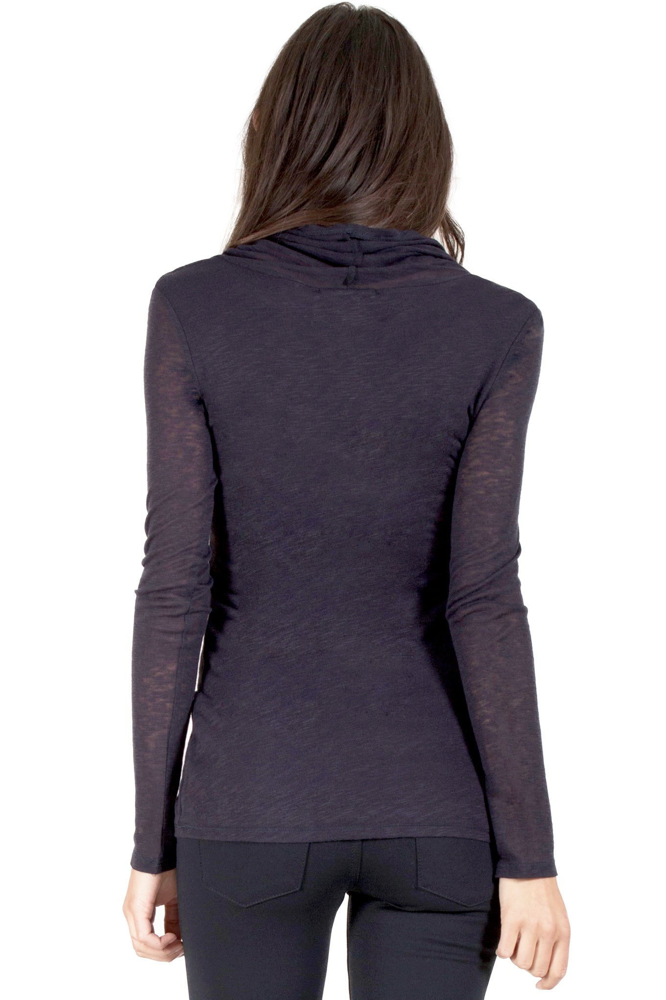 Cowl Neck Double Layered Long Sleeve