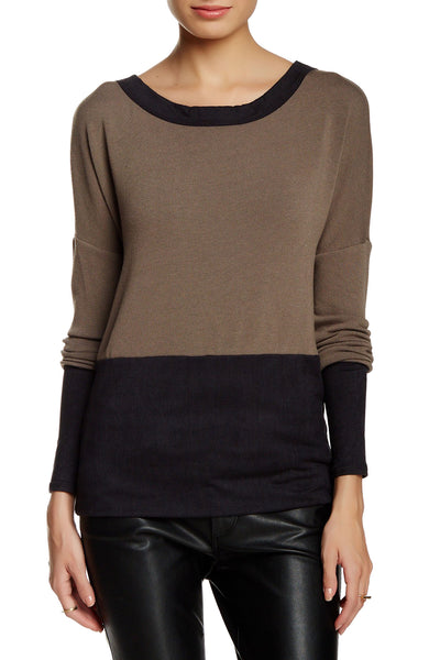 Scoop Neck Long Sleeve with Suede