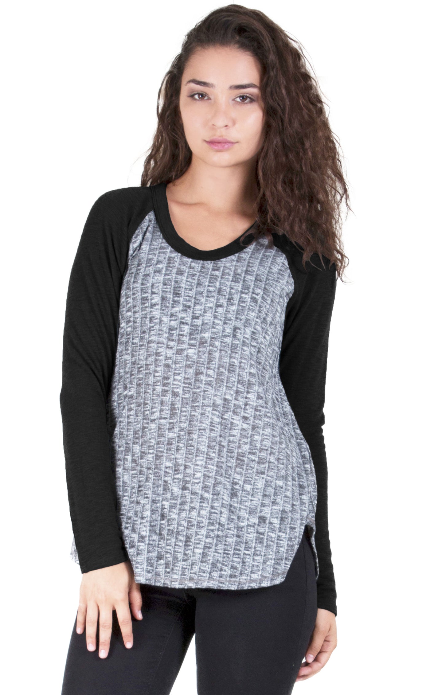 Raglan Sleeve Top with Rib