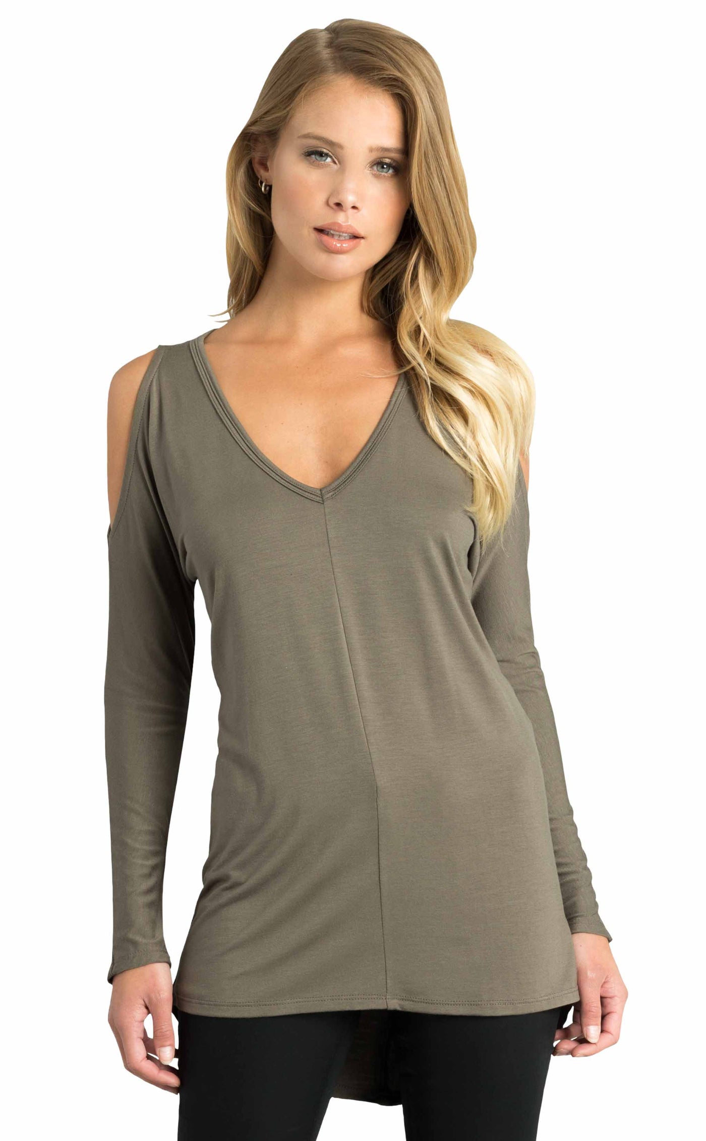 Long Sleeve Cold Shoulder Top