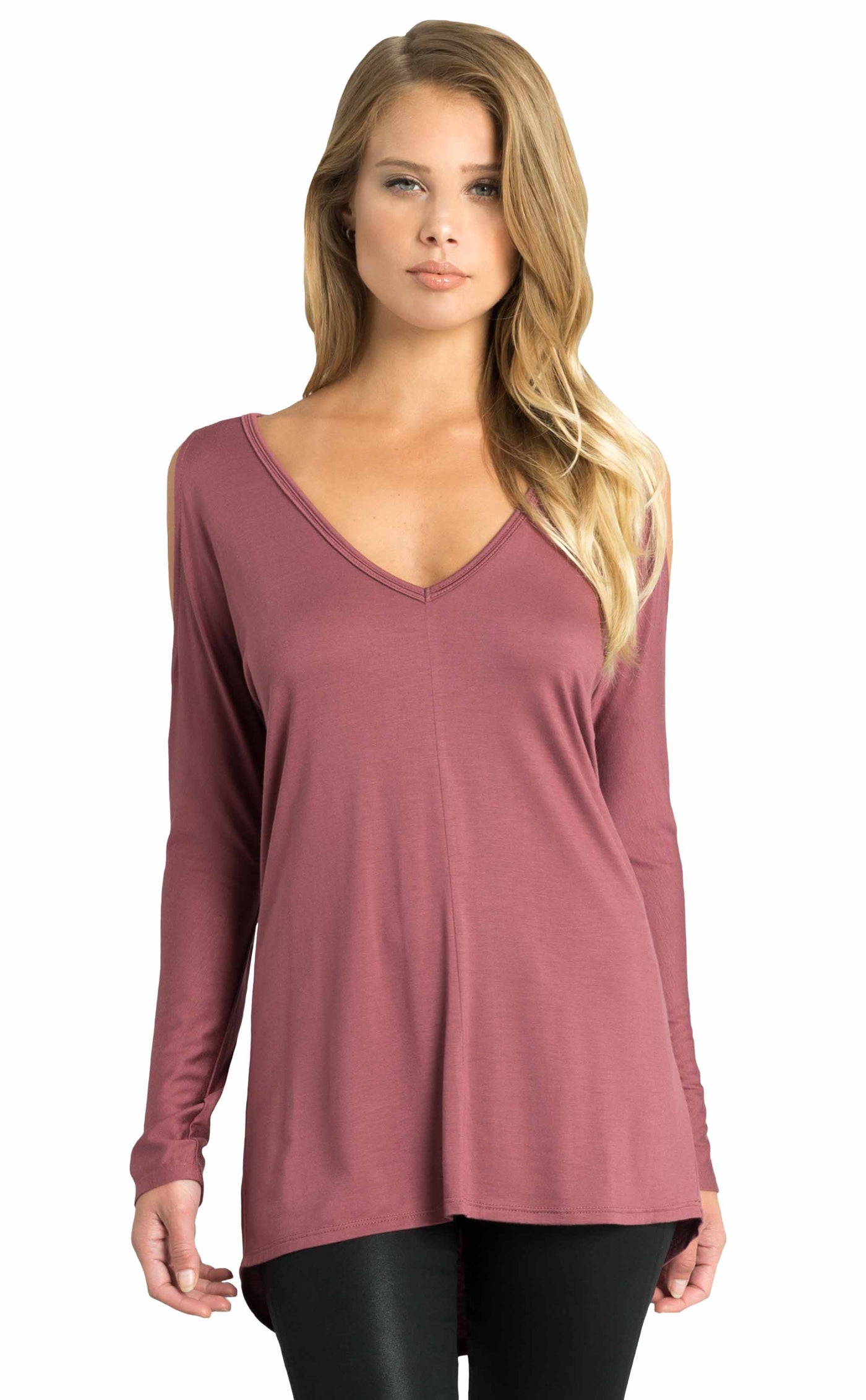 Long Sleeve Cold Shoulder Top