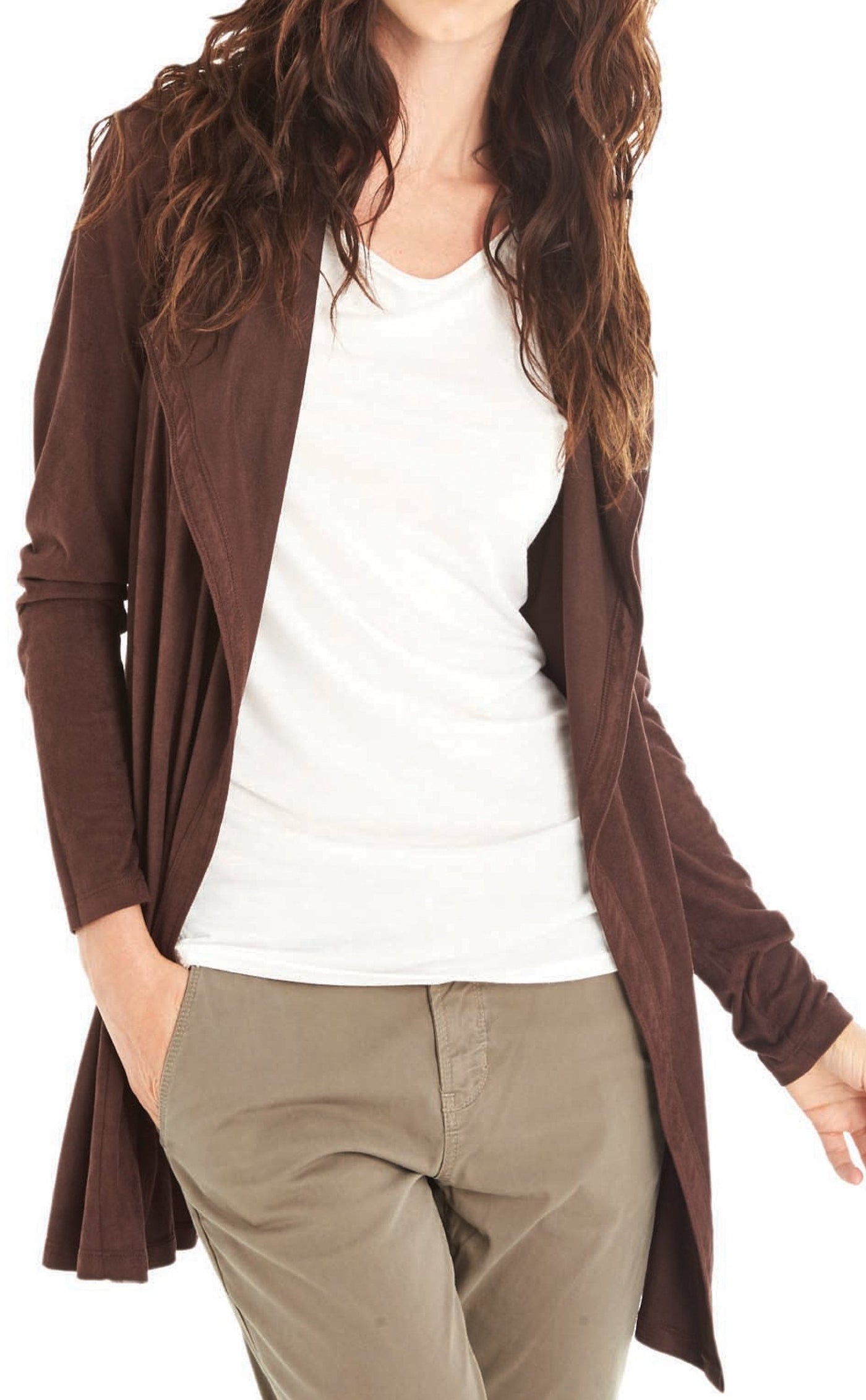Faux Suede Duster Cardigan