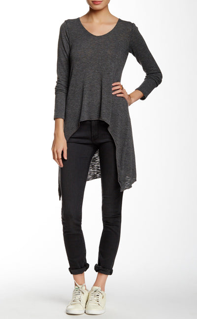 Long Sleeve U-Neck Asymmetrical Top