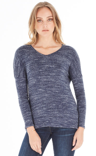 Ribbed Jewel Neck Long Sleeve