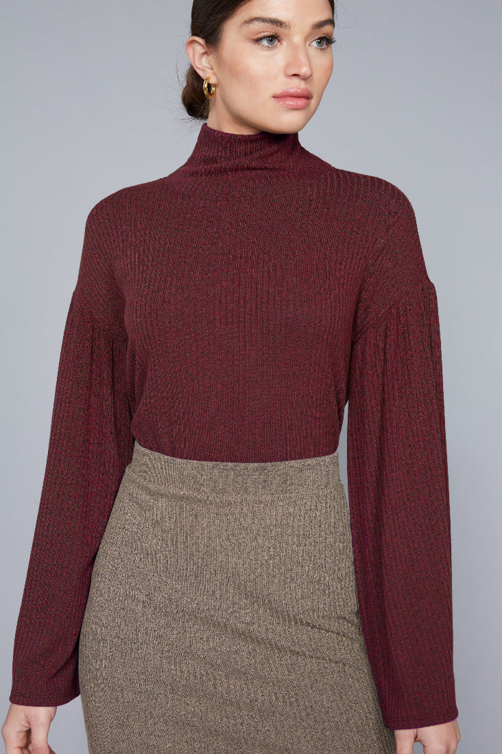 Mock Neck Bell Sleeve