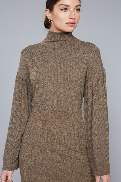 Mock Neck Bell Sleeve