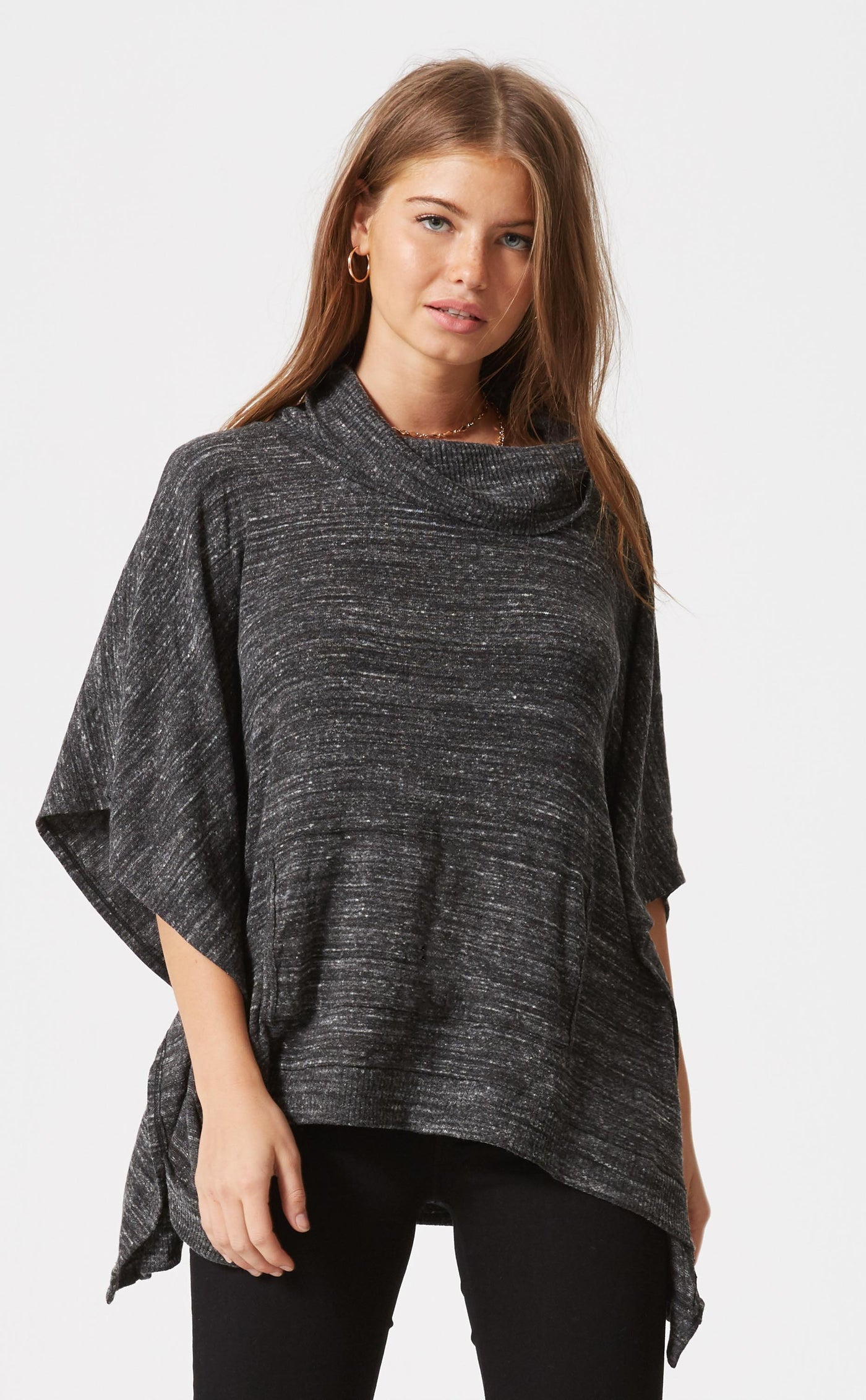 Cowl Neck Butterfly Poncho