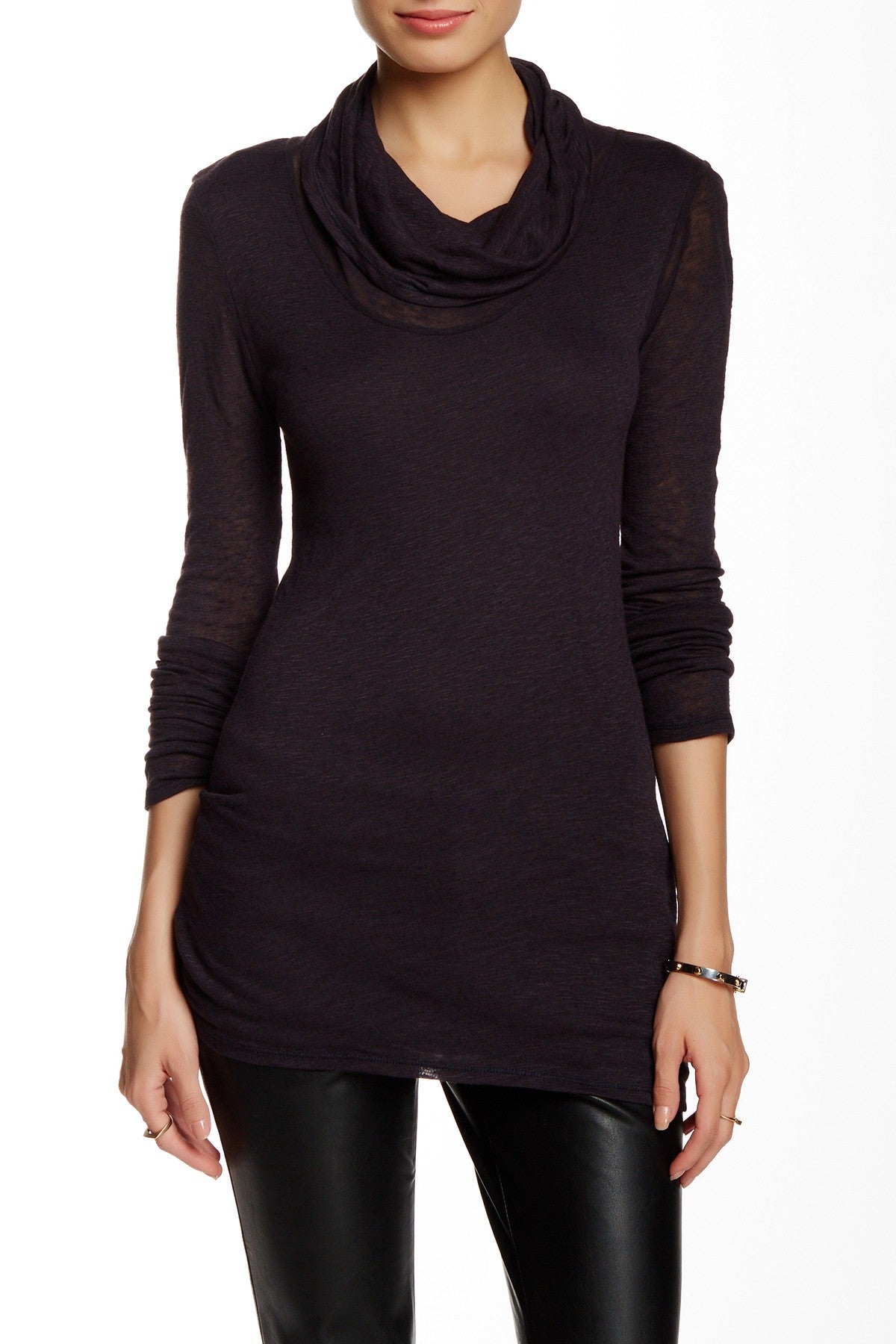 Cowl Neck Double Layered Long Sleeve