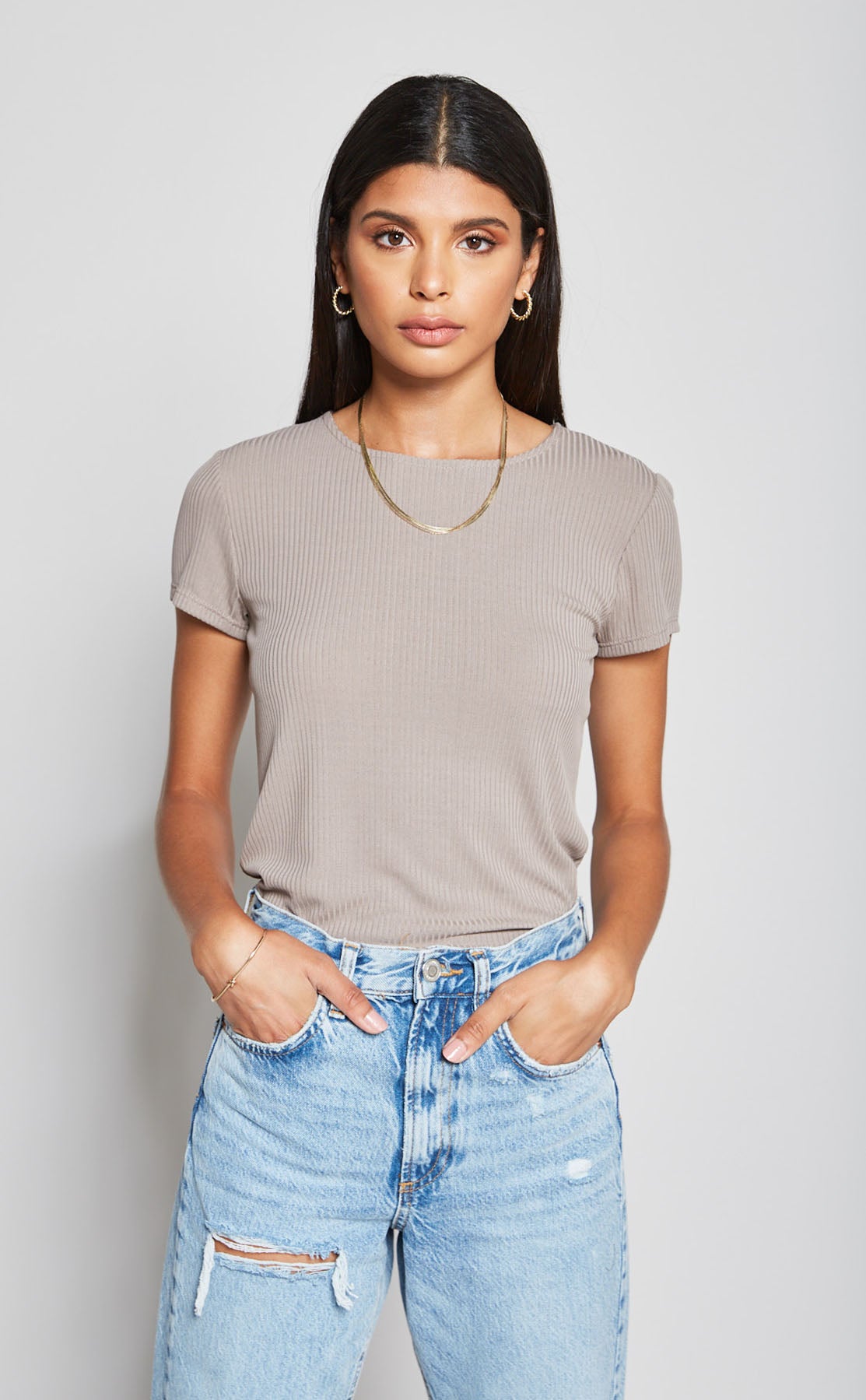 Short Sleeve Crew Neck Top