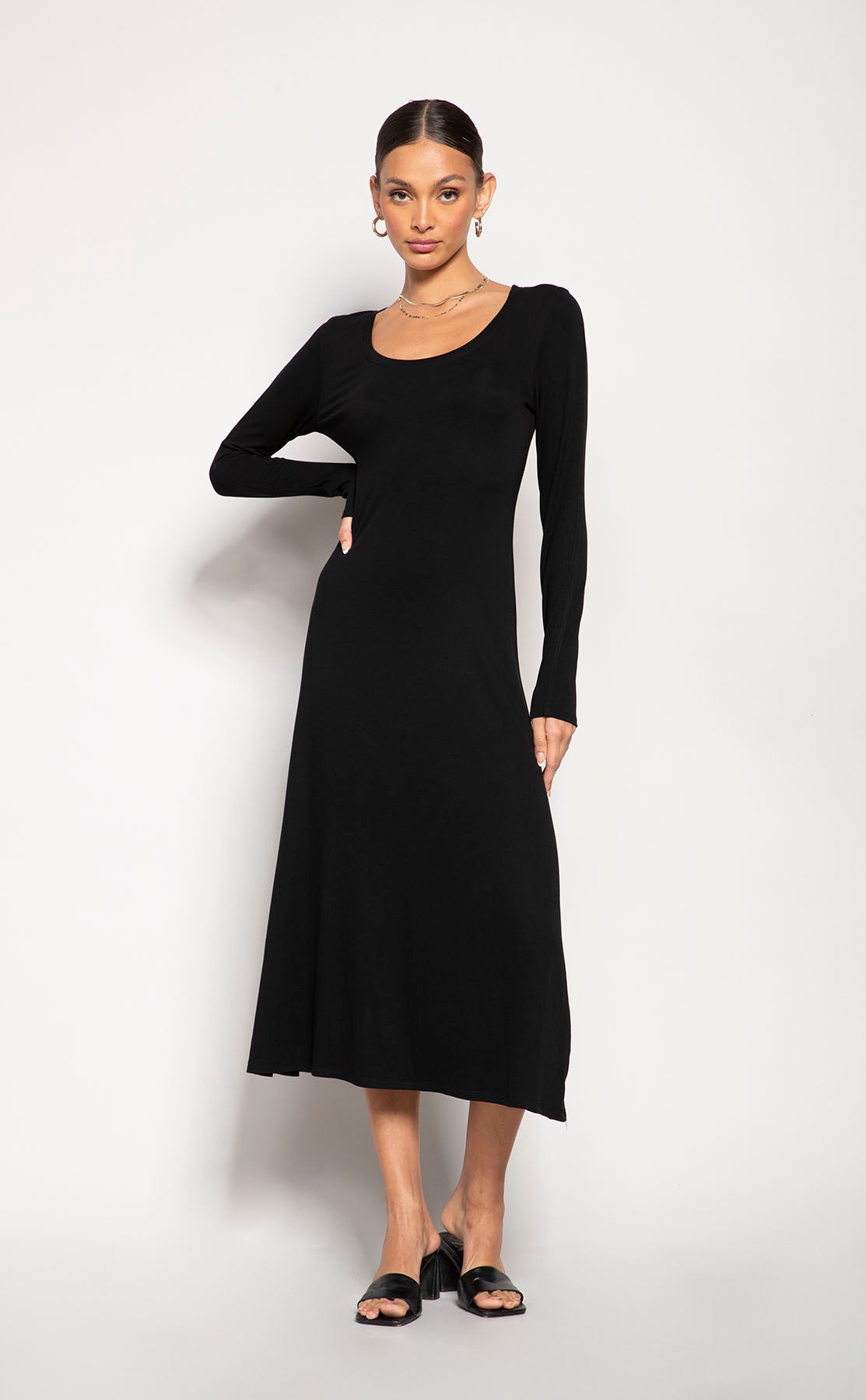 Long Sleeve Flare Midi Dress Laila Jayde Long Sleeve Flare Midi Dress Laila Jayde