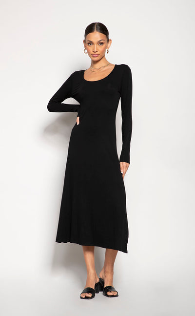 Long Sleeve Flare Midi Dress