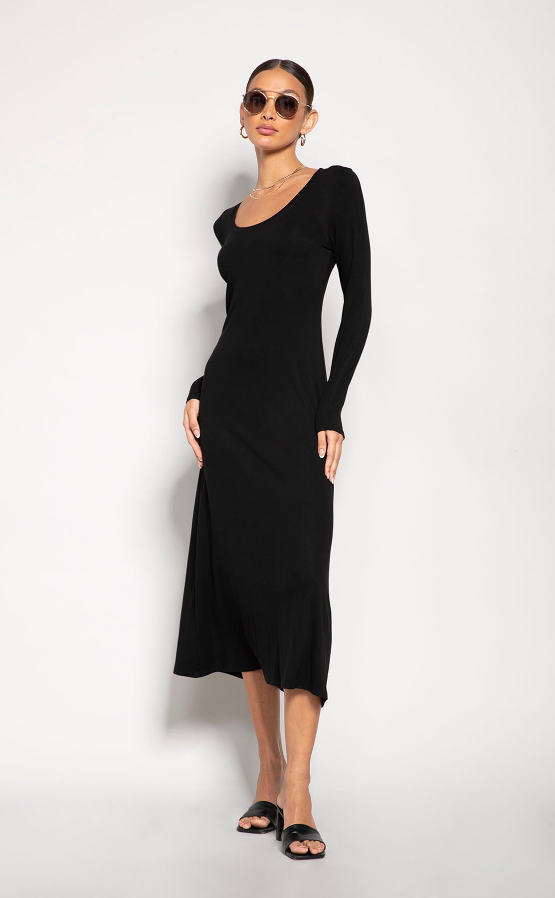 Long Sleeve Flare Midi Dress