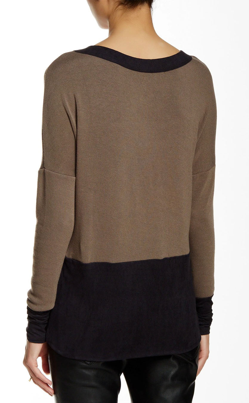 Scoop Neck Long Sleeve with Suede