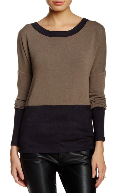 Scoop Neck Long Sleeve with Suede