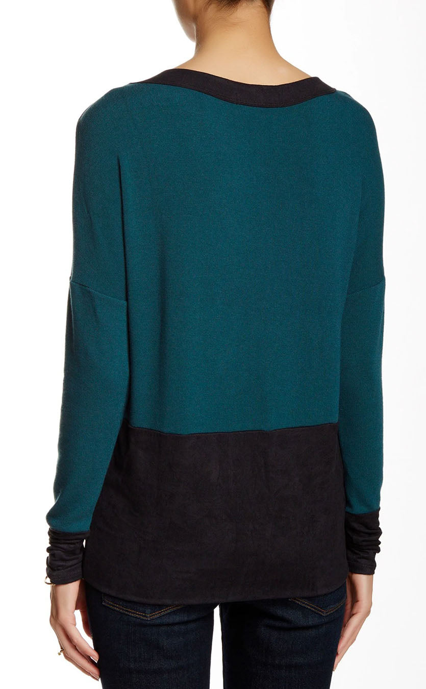 Scoop Neck Long Sleeve with Suede