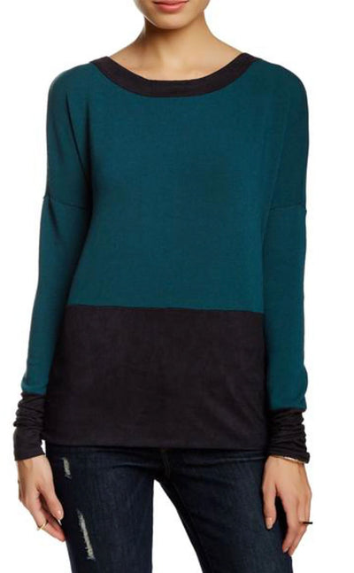 Scoop Neck Long Sleeve with Suede