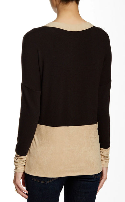 Scoop Neck Long Sleeve with Suede